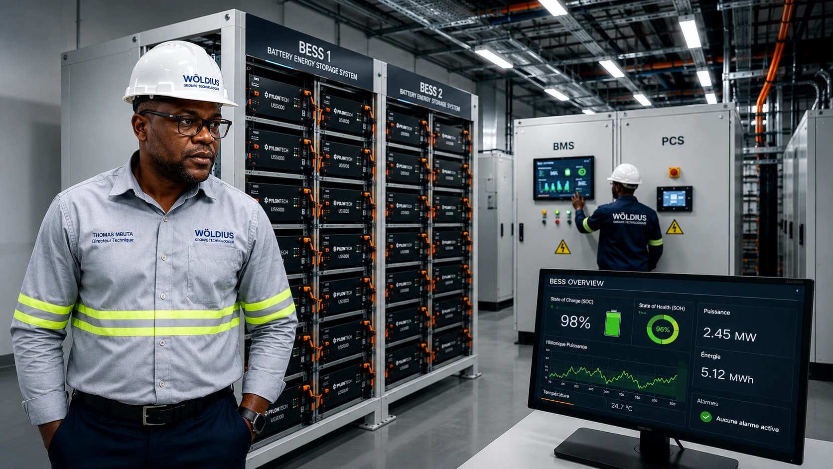Système de stockage d’énergie BESS supervisé par WOLDIUS ENERGY